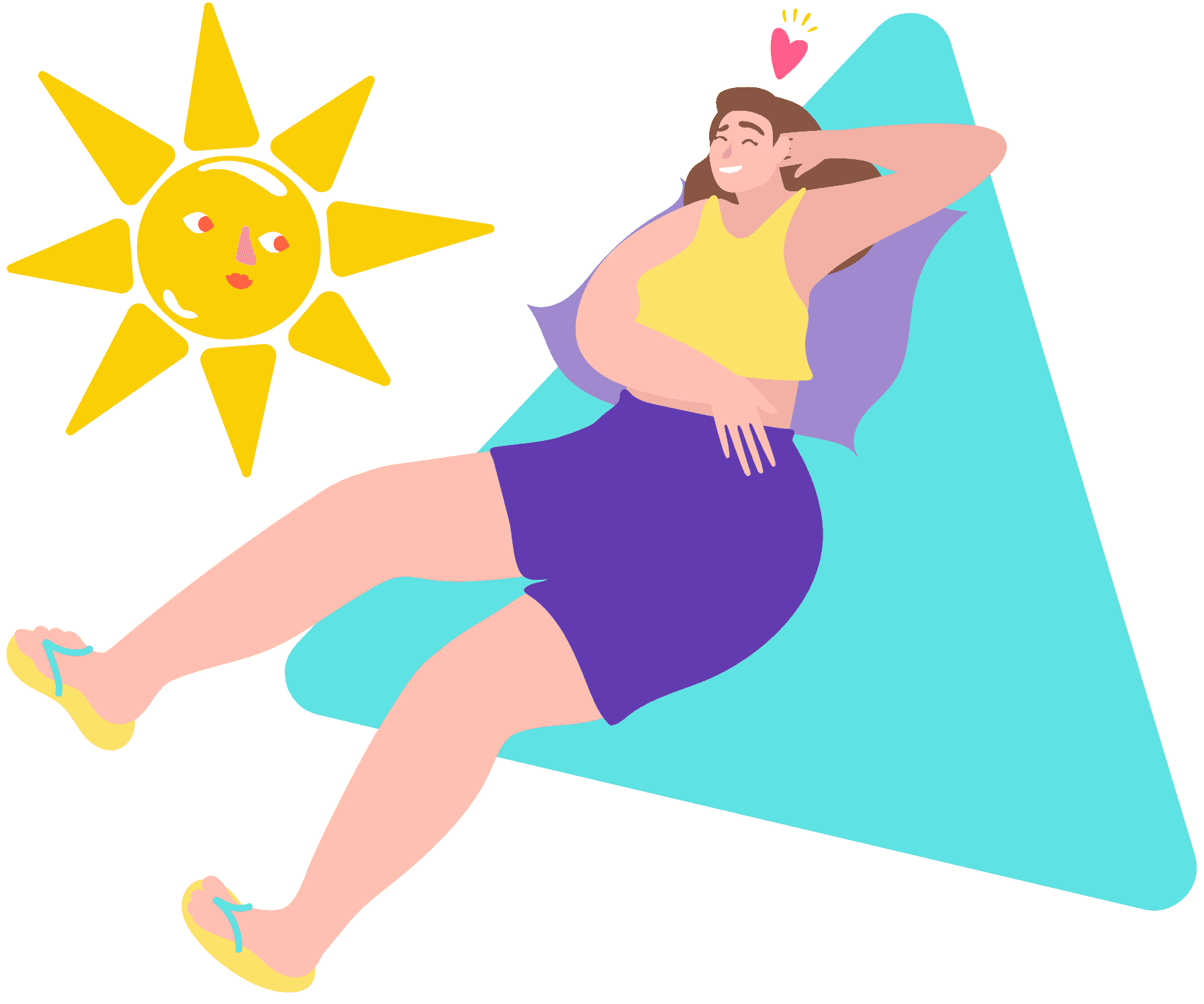 Woman with eczema sunbathing and smiling in the sunlight