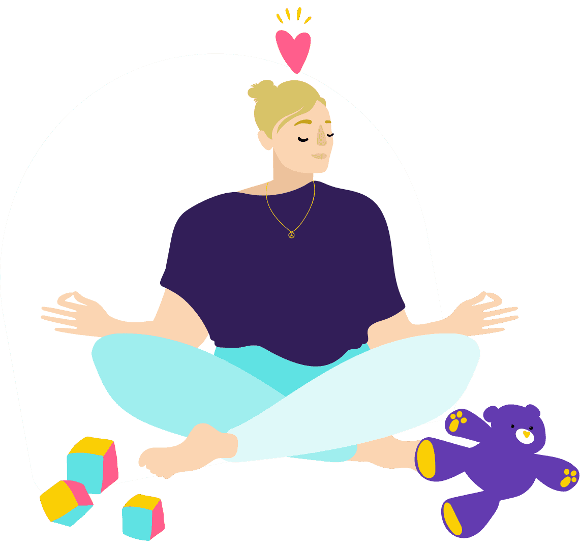 Caregiver sat down with eyes closed practicing meditation to improve wellness