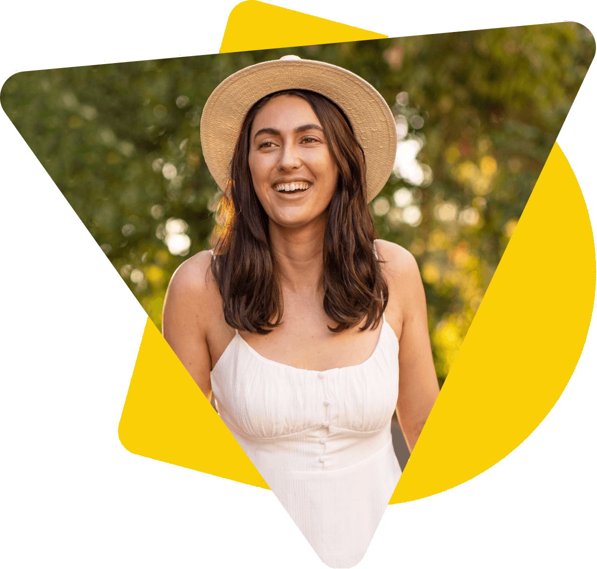 Women smiling wearing hat 